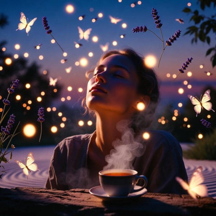 Breathing Calm Amid Twilight Fireflies and Tea